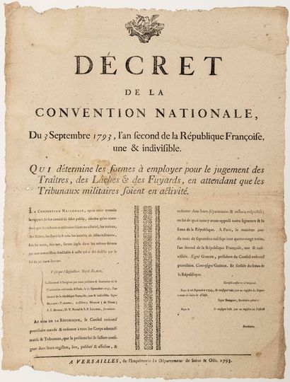 null JUDGMENTS OF DESERTERS and Refractory. Decree of September 3, 1793, which determines...