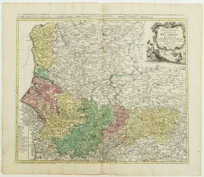  CARTE de 1746: «Carte du Gouvernement général de PICARDIE qui comprend la Généralité...