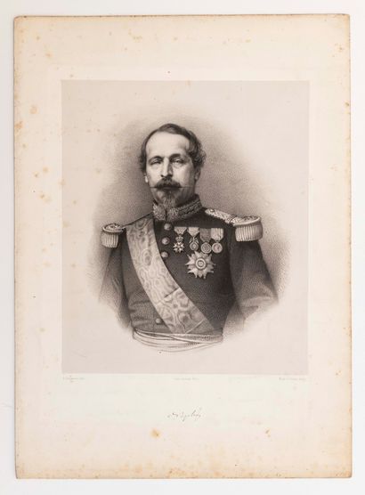  NAPOLEON III. 2 Pieces: Image entitled: "IMPERIAL FAMILY" Print factory of Gandel...