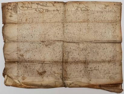  ORNE. 1523. Châtellenie of BELLÊME. Large parchment (46 x 62 cm). Before the Keeper...