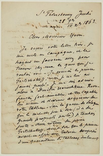(RUSSIA) Letter A.S. Adolphe DUPUIS (French...