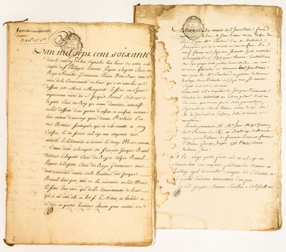  YVELINES. VERSAILLES 1762. INVENTAIRE MOBILIER: 2 Expéditions notariées sur papier...