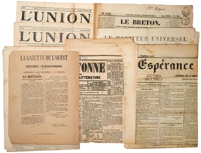 null GUERRE DE 1870/71 - 9 Documents imprimés et journaux de la BRETAGNE et de la...