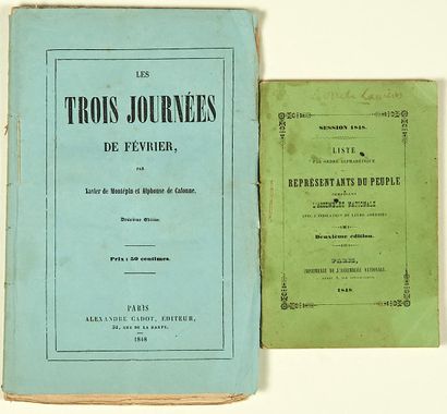 null 2 IMPRIMÉS DE 1848: «LES TROIS JOURNÉES DE FÉVRIER» (Les trois Glorieuses) par...