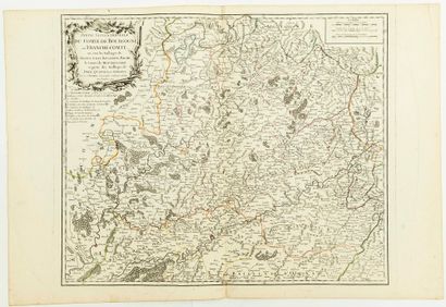  MAP of 1749: "Northern part of the county of BOURGOGNE or FRANCHE-COMTÉ, where are...