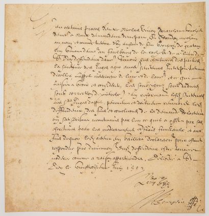 null LORRAINE, VOSGES, XVIe siècle. SAINT-DIÉ (88), 23 Juin 1592. Accord intervenu...