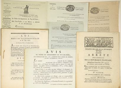 null PUY-DE-DÔME. 8 in-4° prints on the MILITARY CONSCRIPTION. (1800/1804): Letters...