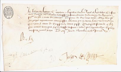 null HAUTE-GARONNE. 1561. Castle of L'ISLE-EN-DODON (31). Piece signed on vellum...