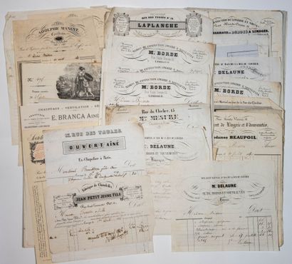 null HAUTE-VIENNE. LIMOGES (87). Set of 79 Invoices from merchants of Limoges from...