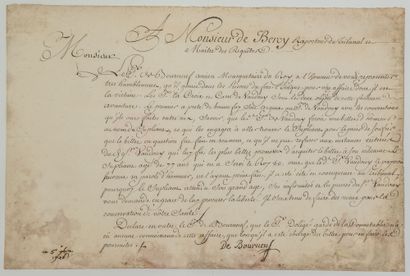 null PARIS. PRISON DE FORT L'ÉVÊQUE. 1746. Supplique signée du Sieur de BOURNEUF,...