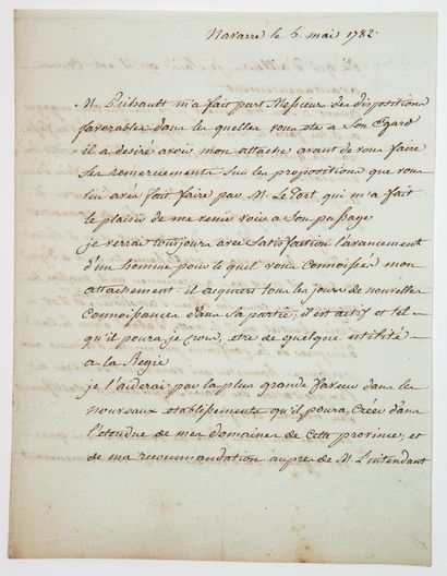 null THE TOWER OF AUVERGNE. 1782. EURE. Letter signed "Le Duc de BOUILLON" written...