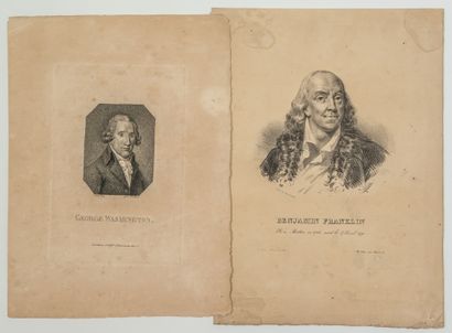  ÉTATS-UNIS. 2 PORTRAITS: «George WASHINGTON.» Gravure in-4°, édité par b. d. Gebs,...