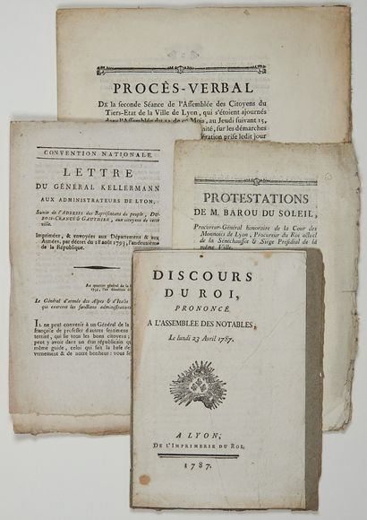 null RHONE. LYON. 4 Prints: "Discours du ROI (Louis XVI), prononcé à l'Assemblée...