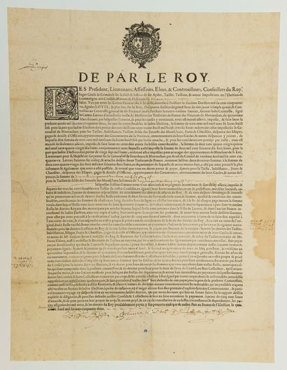 null TARN ET GARONNE. 1652. POUPAS (82). DENIERS DU ROY. TAILLES de l'Élection de...
