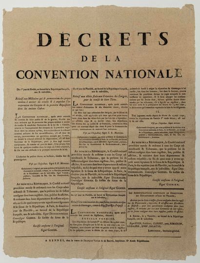  ILLE-ET-VILAINE. Decrees of the NATIONAL CONVENTION: 1°) Relative to the Military...
