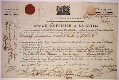  MANCHE. 1796. Pièce signée DELARUE, Général de Brigade Commandant le Départ. de...