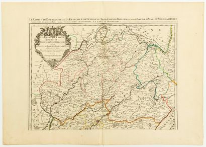 null MAP of 1693: "The County of BOURGOGNE or LA FRANCHE COMTÉ, divided into three...
