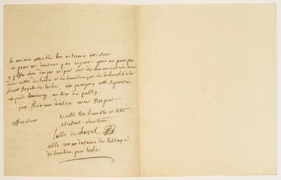  INDRE-ET-LOIRE. 1767. ABBAYE DE BEAULIEU LÈS LOCHES. Lettre autographe signée «l'Abbé...