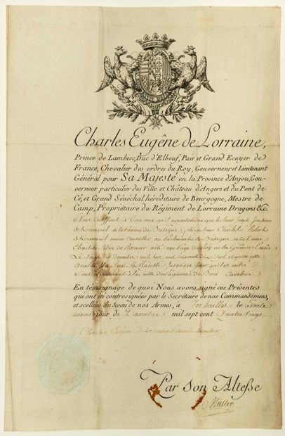 Charles Eugène de LORRAINE Prince de LAMBESC (1751-1825) dit “Le Sabreur des Tuileries”....