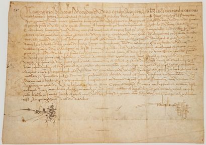  LORRAINE, MEUSE, XVIe siècle. Pièce signée sur vélin. VERDUN, 15 Décembre 1585....