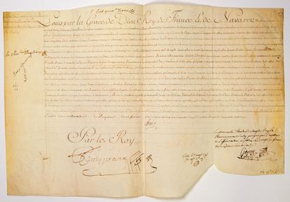 LOUIS XV ROI DE FRANCE. TAILLES DE PARIS. Lettre royale signée LOUIS XV (Secrétaire)...