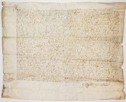  DEUX-SÈVRES. 1433. Contrat de mariage entre Pierre PAEN et Jeanne MICHELLE sa femme....