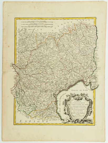  CARTE de 1771: «Carte des Gouvernements de LANGUEDOC, de FOIX et de ROUSSILLON avec...