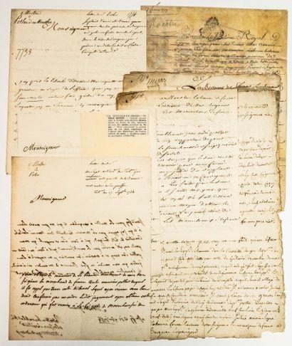  DORDOGNE (RAZAC). MESTRE FAMILY. File of 8 pieces of paper and parchment (1754-1779)...