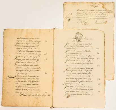  YVELINES. VERSAILLES 1762. INVENTAIRE MOBILIER: 2 Expéditions notariées sur papier...