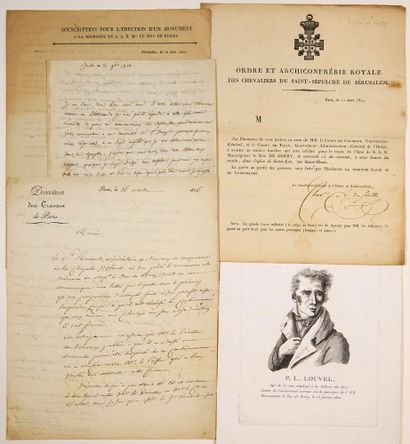 null MORT DU DUC DE BERRY 1820: 4 Lettres et 1 Gravure: Lettre signée du Secrétaire-Général...