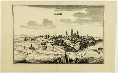null AISNE (02). Engraving XVIIth of the city of "LAON". Etching on watermarked paper....