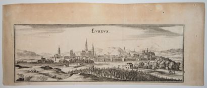 null EURE. City of "ÉVREUX" (27). 17th century engraving representing the City, with...