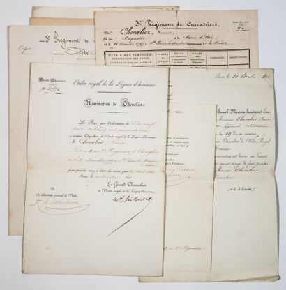 null MILITARIA. NIEVER. CUIRASSIERS. File of the military services of François CHEVALLIER,...