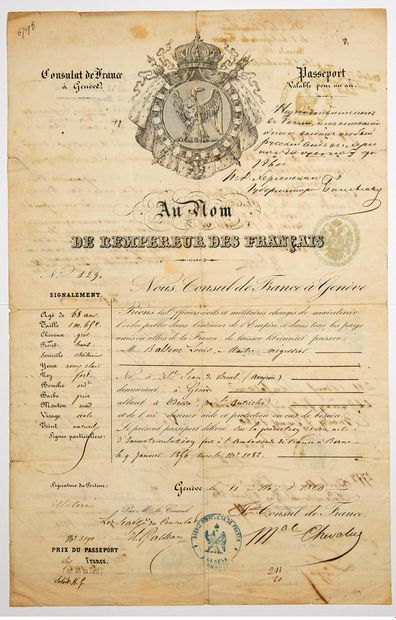 GENEVA (SWITZERLAND) 11 May 1860. PASSPORT...