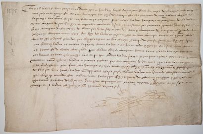  CORRÈZE. 1575. BAS-LIMOUSIN. Parchment document (20 x 30 cm). ALASSAC, Bas pays...