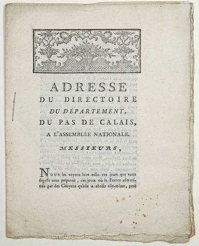 null PAS DE CALAIS. CONSTITUTIONAL MONARCHY of September 3, 1791 - ADDRESS of the...