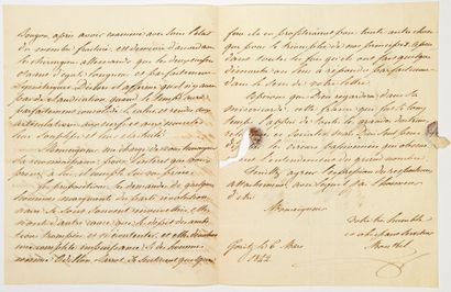 HENRI V, LE DUC DE BORDEAUX, EN EXIL. 1842. Autograph letter signed MONTBEL (Guillaume...