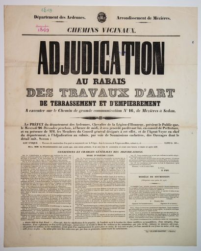 ARDENNES. 1849. District of MÉZIÈRES. VICINAL...