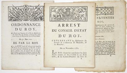  (BOUCHES DU RHÔNE). 3 Prints: (PESTE DE MARSEILLE) - "Ordonnance du Roy, qui permet...