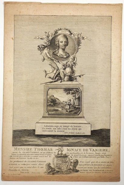  HÉRAULT. ENGRAVING of Messire Thomas Ignace de VANIÈRE, nephew of the Great VANIÈRE,...