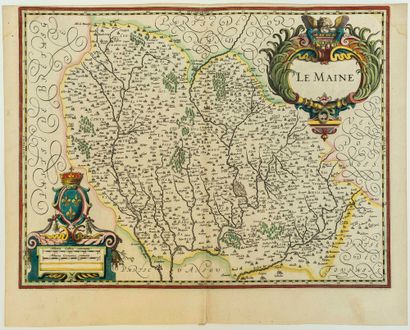 null MAP XVII: "LE MAINE" c. 1630 (Le Mans, Mayenne, Sablé, la Ferté Bernard, Fresnay...)...
