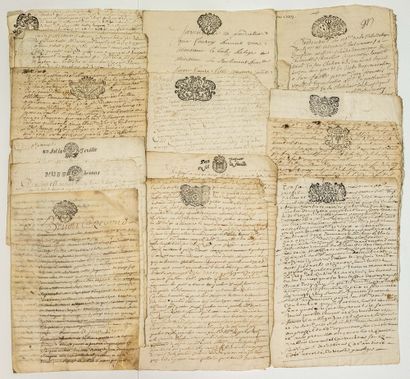 null HAUTE-LOIRE. Collection of 15 notarized deeds from the 18th century, concerning...