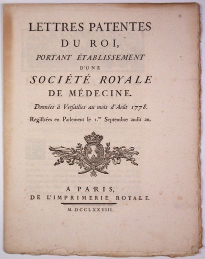 SOCIÉTÉ ROYALE DE MÉDECINE: Lettres patentes...