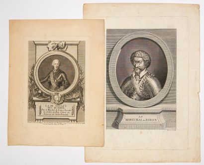  Louis Antoine de GONTAUT, Duke of BIRON, Marshal of France in 1757. 2 Engravings:...