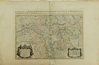 null CARTE de 1692: «Seconde partie du Gouvernement général de L'ISLE DE FRANCE ou...