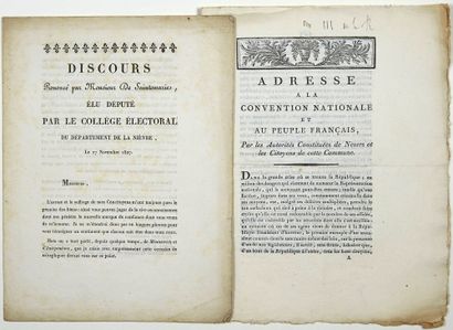 null NIÈVRE. 2 Imprimés: «Adresse à la CONVENTION NATIONALE et au Peuple Français,...