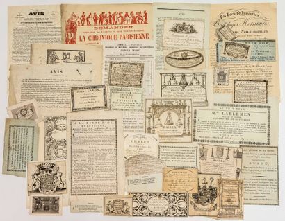 null TRADE . ADVERTISING . Collection of 30 Small engraved advertisements of Traders,...