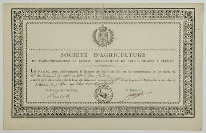 null EURE. 1823. "SOCIETY OF AGRICULTURE of the District of BERNAY, seante à BERNAY"....
