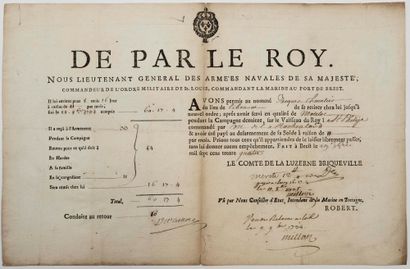 MARINE. BREST (29) 1734. “DE PAR LE ROY....