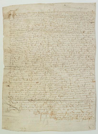 null CORRÈZE. 1570. LIMOUSIN. Deed passed before DUPERIER Royal Notary of the place...